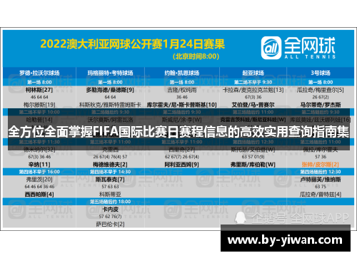 全方位全面掌握FIFA国际比赛日赛程信息的高效实用查询指南集